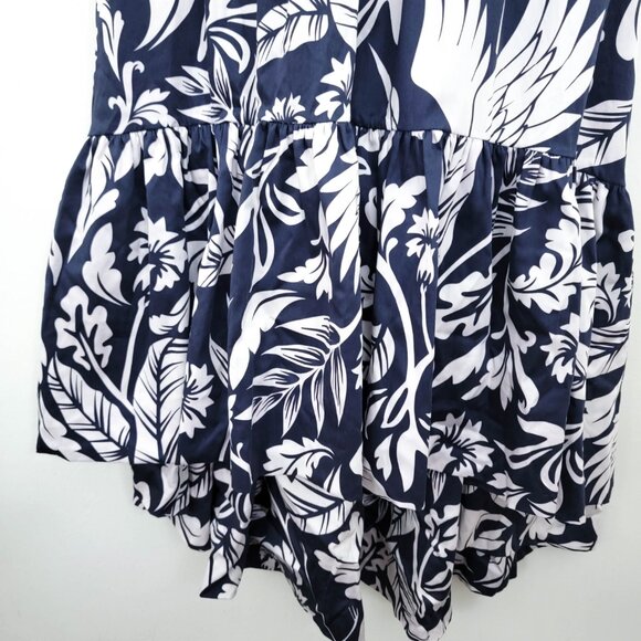 Andres Otalora Atlantico Cotton Poplin Midi Dress In Navy Print 8 - Picture 9 of 12